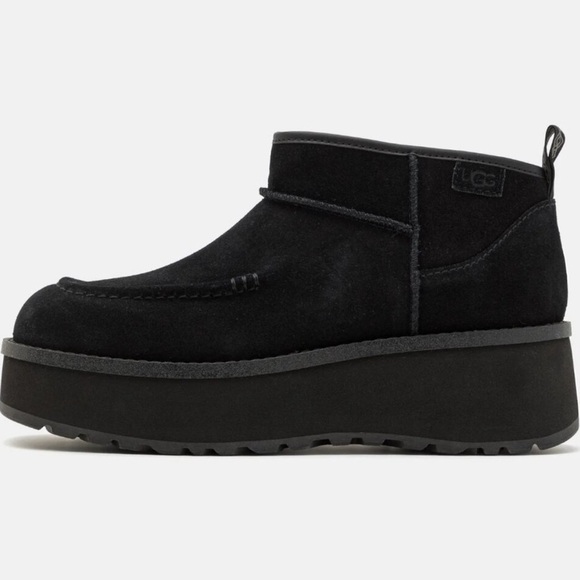 UGG Women’s Platform Suede Ankle Boots Black Size 7.5 – Chunky Lug Sole, New - Picture 2 of 10